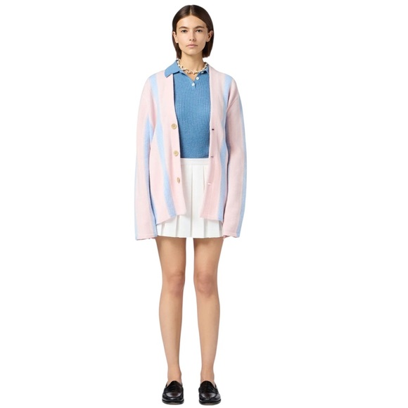 Guest in Residence Baja Everywear Cashmere Cardigan NWT Powder Pink Combo - Picture 2 of 16